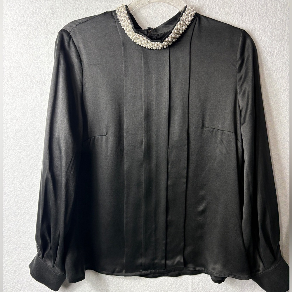 Algo Black Long Sleeves 100% Silk Size S
